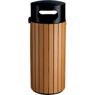 Runder Mülleimer in Holzoptik, gesichert, 60 Liter