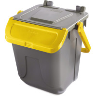 Small square trash can with pouring spout