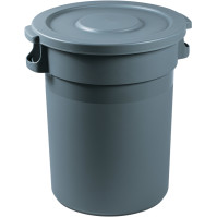 Runder Plastikträger mit grauem Deckel 80 Liter
