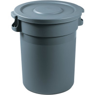 Runder Plastikträger mit grauem Deckel 80 Liter