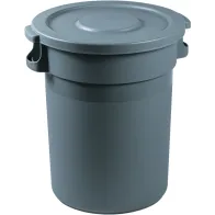 Runder Plastikträger mit grauem Deckel 80 Liter