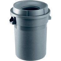 Round plastic tray with grey funnel lid 80 litres