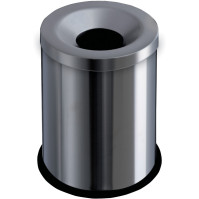 Fireproof waste bin 15 litres brushed stainless steel