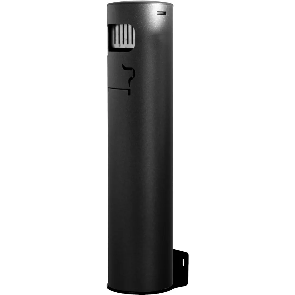 Wall-mounted column ashtray with front opening, black