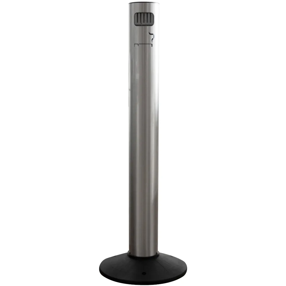 Aluminum column ashtray with front opening