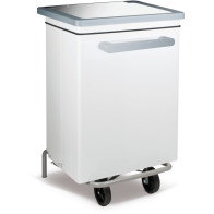 Verkleideter Pedalbehälter 70 Liter weiß lackierter Stahl