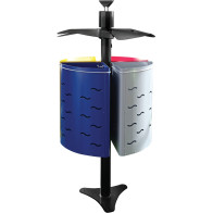 Colorful park trash can with 4 compartments