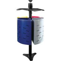 Colorful park trash can with 4 compartments