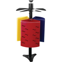 Colorful outdoor trash can with ashtray