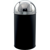 Schwarzer Stahldom-Mülleimer mit Edelstahlkopf 40 Liter