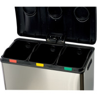 Pedal bin with three compartments for selective sorting, 3x12 litres