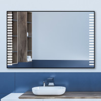 Rectangular bathroom mirror with piano touch