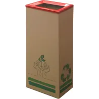 42L Cardboard Bin with Eco-Friendly Red Lid