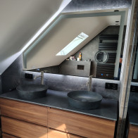 How to cut a mirror under a sloping roof?