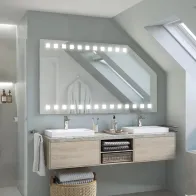 Mirror under dotted LED roof