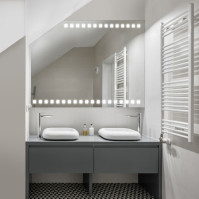 Custom mirror with dotted LED strip