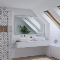 Mirror for attic double line LED fine dotted custom-made