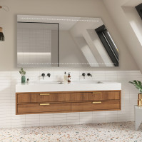 Mirror for attic double line LED fine dotted custom-made