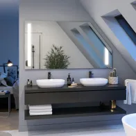 Mirror under roof LED strip on the side