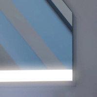 Illuminated mirror with 2 horizontal LED strips for attics