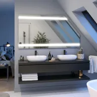 Custom mirror under eaves 2 light strips