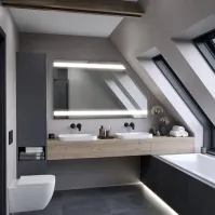 Custom mirror under eaves 2 light strips