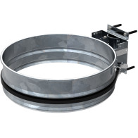 Round wall-mounted galvanised steel bin bag holder.