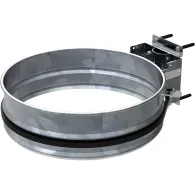 Round wall-mounted galvanised steel bin bag holder.