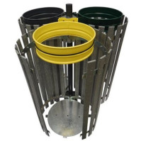 Three-zone recycling bin bag holder