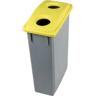 Yellow lid bin can and bottle