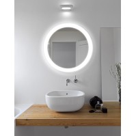Illuminated round mirror for hotel rooms