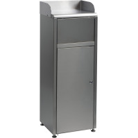 Fast food bin with stainless steel tray guide