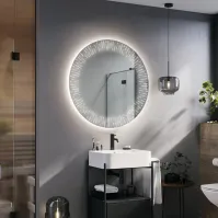 Modern round bathroom mirror with LED lighting