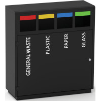 Selective sorting bin with "other waste" adhesive
