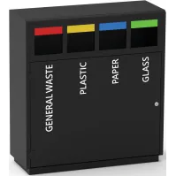 Selective sorting bin with "other waste" adhesive