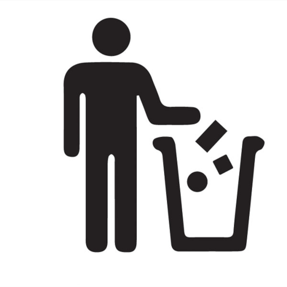 Schwarzer Matt-Vinyl-Aufkleber für nicht recycelbare Abfälle. Schwarzer Matt-Vinyl-Aufkleber für nicht recycelbare Abfälle.