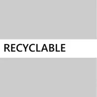 Recycelbarer Klebstoff schwarzer Buchstabe