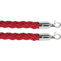 Bordeaux cord with 2 shiny stainless steel hooks for rope safety marking.