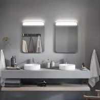 LED mirror with rounded corners: Shelf Led model for modern and minimalist interiors
