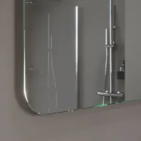 Rounded corner LED mirror: uniform and economical LED light