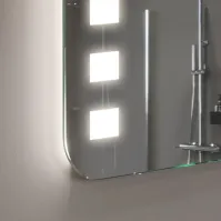 Square LED mirror with rounded corners, 12V LED lighting