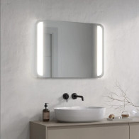 LED mirror with rounded corners for optimal lighting.