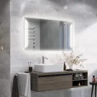 rectangular piano light bathroom mirror with light