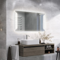 rectangular piano light bathroom mirror with light