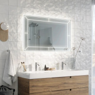 Rectangular mirror with illuminated frame for a unique shine.