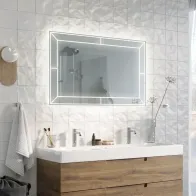 Rectangular mirror with illuminated frame for a unique shine.