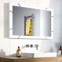 rectangular mirror with powerful LED lighted frame