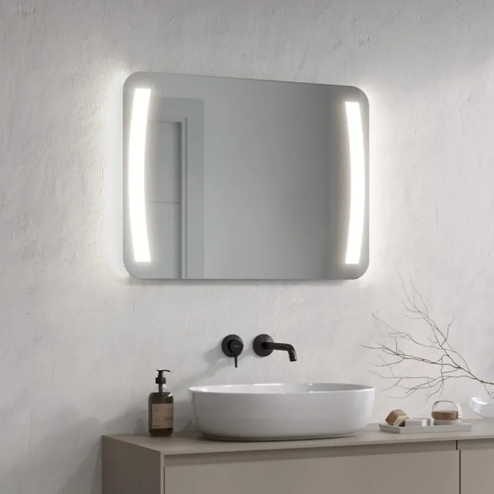 rectangular mirror with elegant rounded corners