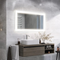 rectangular mirror with illuminated frame for powerful lighting