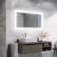 rectangular mirror with illuminated frame for powerful lighting